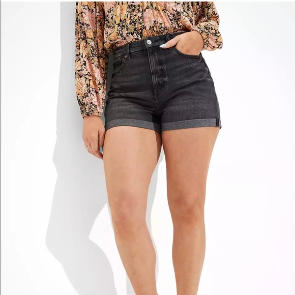 AE Ne(x)t Level Stretch Curvy Super Black Denim Short - Picture 1 of 4